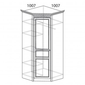 Шкаф угловой №183 "Лючия" Фасад зеркало (Угол 1007*1007) Дуб оксфорд в Менделеевске - mendeleevsk.ok-mebel.com | фото 2