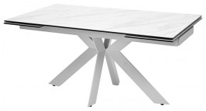 Стол BELLUNO 160 MARBLES KL-99 Белый мрамор матовый, итальянская керамика/ белый каркас, ®DISAUR в Менделеевске - mendeleevsk.ok-mebel.com | фото