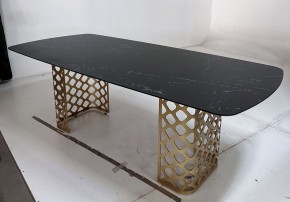 Стол CHIAVARI 220 KL-116 Черный мрамор матовый, итальянская керамика / бронзовый, ®DISAUR в Менделеевске - mendeleevsk.ok-mebel.com | фото 4