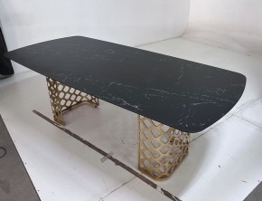 Стол CHIAVARI 220 KL-116 Черный мрамор матовый, итальянская керамика / бронзовый, ®DISAUR в Менделеевске - mendeleevsk.ok-mebel.com | фото 6