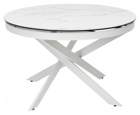 Стол TRENTO 120 HIGH GLOSS STATUARIO Белый мрамор глянцевый, керамика/ белый каркас, ®DISAUR в Менделеевске - mendeleevsk.ok-mebel.com | фото 2