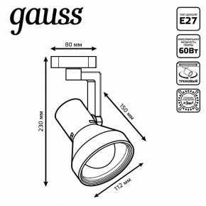 Светильник на штанге Gauss Track Light TR005 в Менделеевске - mendeleevsk.ok-mebel.com | фото 6