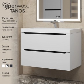 Тумба под раковину Uperwood Tanos 80 см, подвесная, белая/графит в Менделеевске - mendeleevsk.ok-mebel.com | фото 3