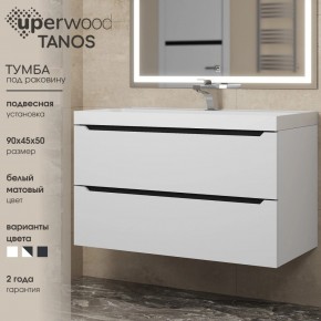 Тумба под раковину Uperwood Tanos 90 см, подвесная, белая/графит в Менделеевске - mendeleevsk.ok-mebel.com | фото 3